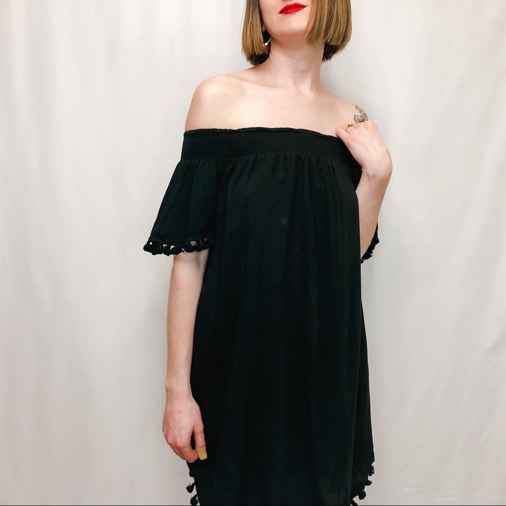 Strapless black dress